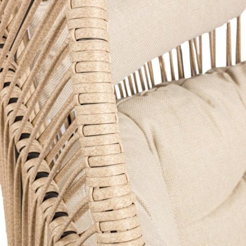 Fotel HOLAND Ogrodowy z Poduszką Rattanowy Stalowy 142 cm BEŻOWY