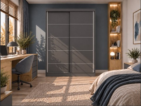 SZAFA Przesuwna IGA 120 CM C ANTRACYT SZPROSY - Nowoczesny Design