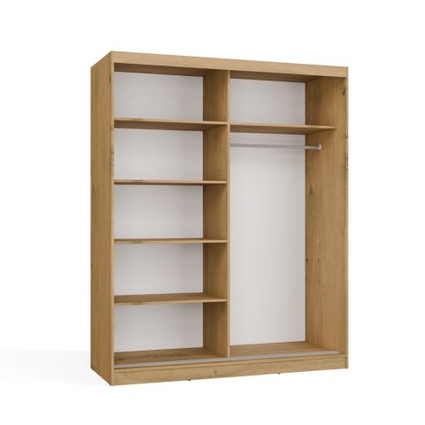 SZAFA Przesuwna IGA 160 2 Lustra DĄB ARTISAN BIEL - Nowoczesny Design