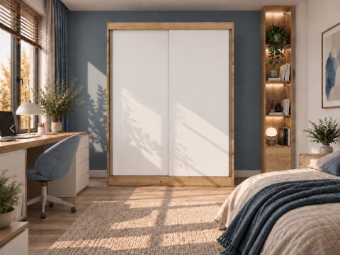 SZAFA Przesuwna IGA 160 CM B DĄB ARTISAN BIEL- Stylowa i Funkcjonalna