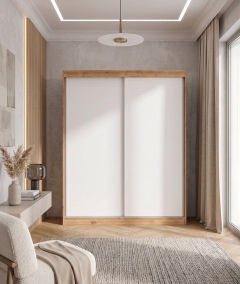SZAFA Przesuwna IGA 160 CM B DĄB ARTISAN BIEL- Stylowa i Funkcjonalna