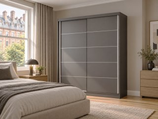 SZAFA Przesuwna IGA 160 Cm Szprosy ANTRACYT Stylowa i Funkcjonalna