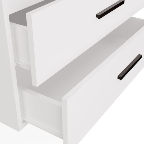 SZAFKA Pod Umywalkę NEL 80 UC BIAŁA Uchwyty Czarne Wisząca 2 Szuflady 80 Cm