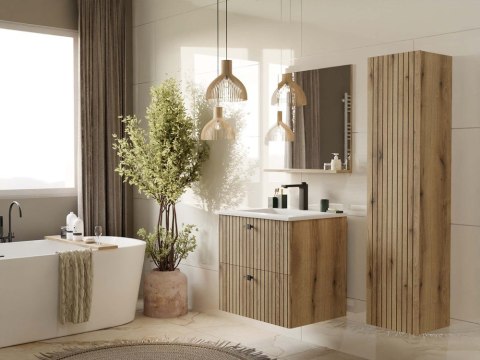 SZAFKA POD UMYWALKĘ TIGO 60 2S DĄB EVOKE RYFLOWANY FRONT + UMYWALKA