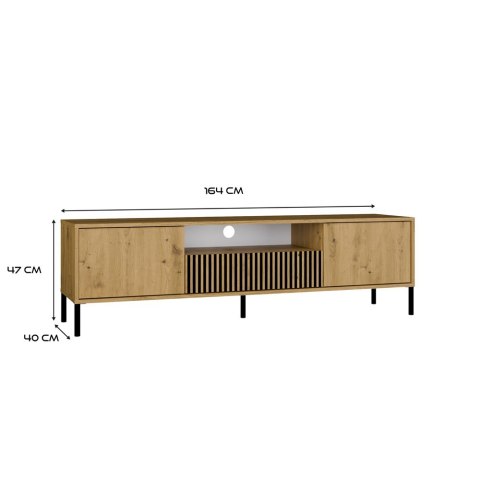 SZAFKA RTV KAMARO 160 DĄB ARTISAN Front ryflowany + Klasyczny