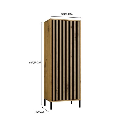 Witryna KAMARO 1DD SLIM DĄB ARTISAN Lamele Front Ryflowany
